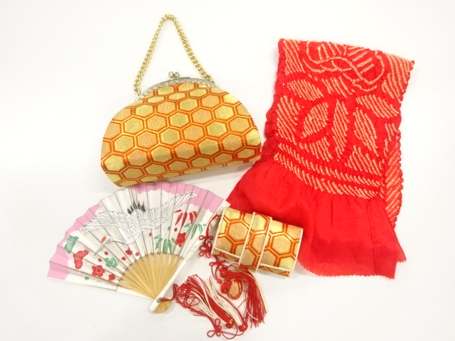 アンティーク　亀甲繋ぎ模様織出し七五三セット